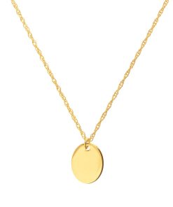 14k Gold Adjustable Mini Oval Pendant Necklace