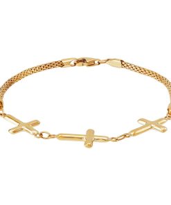 10k Gold Triple Sideways Cross Bracelet