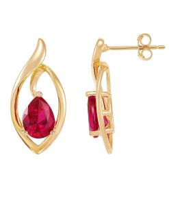 14k Gold Over Silver Lab-Created Ruby Earrings