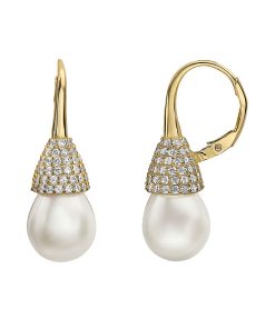 14k Gold Over Sterling Silver Freshwater Cultured Pearl Drop Earrings