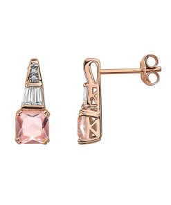 18k Rose Gold Over Sterling Silver Cubic Zirconia Leverback Earrings