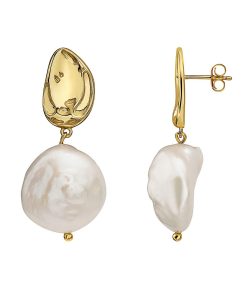 14k Gold Over Sterling Silver Freshwater Pearl Drop Earrings
