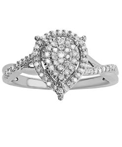 14k Gold Over Silver 1/4 Carat T.W. Diamond Pear Cluster Ring