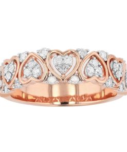 14k Gold Over Sterling Silver 1/3 Carat T.W. Diamond Heart Band Ring