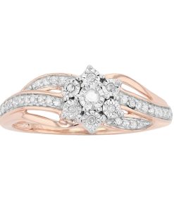 14k Gold Over Sterling Silver 1/6 Carat T.W. Diamond Flower Cluster Ring