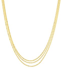 14k Gold Triple Strand Valentino Chain Necklace