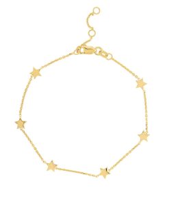 14k Gold Star Station Bracelet