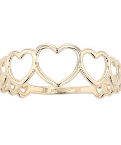 Au Naturale 14k Yellow Gold Graduated Hearts Ring