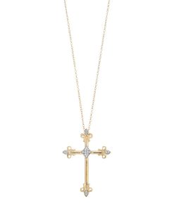 14k Gold Over Silver 1/10 Carat T.W. Diamond Cross Pendant Necklace