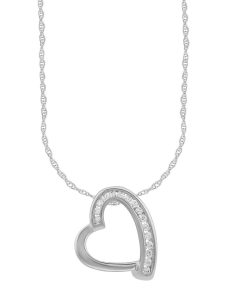 Arctic Clear 14k White Gold 1/6 Carat T.W. Round Cut Lab-Grown Diamond Heart Pendant Necklace