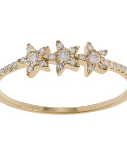 14k Gold 1/6 Carat T.W. Diamond Triple Star Ring