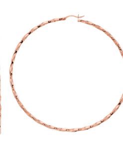 14k Rose Gold Vermeil Twisted 80 mm Hoop Earrings