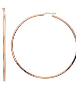 14k Rose Gold Vermeil Polished 60 mm Hoop Earrings