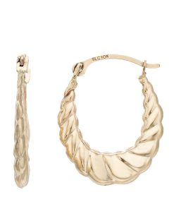 10k Gold Oval Hoop Earrings