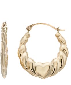 10k Gold Heart Hoop Earrings