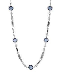 1928 Silver Tone Blue Crystal 24-Inch Necklace