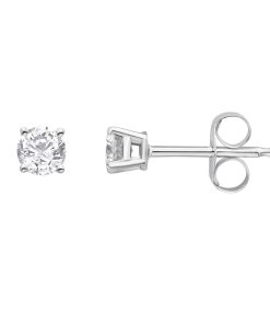 14k White Gold 1/4 Carat T.W. Round Cut GSI Certified Diamond Solitaire Stud Earrings