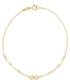 10k Gold Polished Bead & Infinity Link Station Bracelet