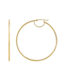 10k Gold Polished Tube Hoop Earrings