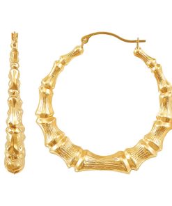 10k Gold Bamboo Hoop Earrings