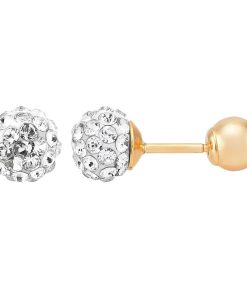 14k Gold Cubic Zirconia Fireball Stud Earrings