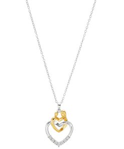 14k Gold Over Silver Diamond Accent Mother & Child Heart Pendant Necklace