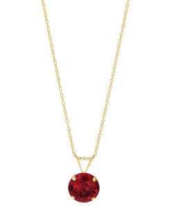 10k Gold Lab-Created Ruby Solitaire Pendant Necklace