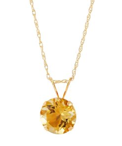 10k Gold Citrine Solitaire Pendant Necklace