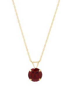 10k Gold Garnet Solitaire Pendant Necklace