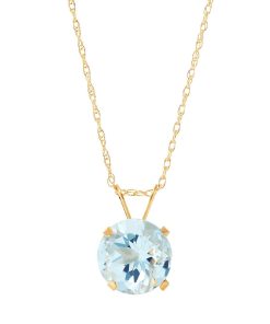 10k Gold Aquamarine Solitaire Pendant Necklace