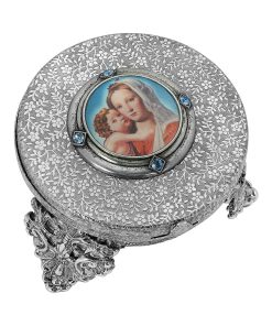 1928 Virgin Mary & Child Rosary Locket Box