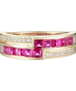 14k Gold Over Silver Lab-Created Ruby & Lab-Created White Sapphire Ring
