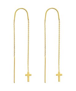 14k Gold Cross Threader Earrings