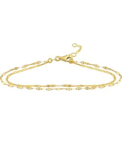 14k Gold Mixed Chain Double Strand Bracelet