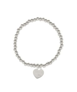 Adornia Silver Tone Bead Chain Heart Bracelet