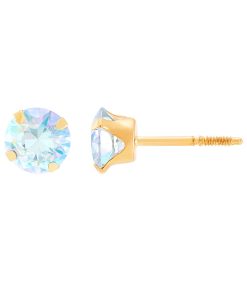 14k Gold Iridescent Cubic Zirconia Stud Earrings
