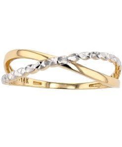 Au Naturale 14k Two-Tone Textured X Ring