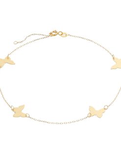 Au Naturale 14k Gold Butterfly Charm Anklet