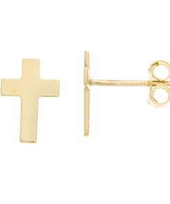 Au Naturale 14k Gold Cross Stud Earrings