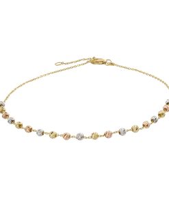 Au Naturale 14k Tricolor Gold Beads Anklet