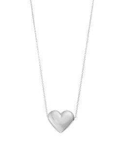 Au Naturale 14k White Gold Puffed Heart Necklace