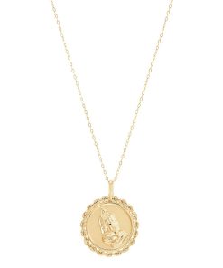 10k Gold Praying Hands Pendant Necklace