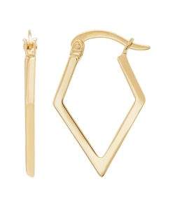 10k Gold Polished Geometric Hoop Earrings