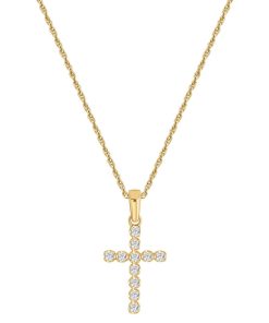 10k Gold 1/5 Carat T.W. Diamond Cross Pendant Necklace