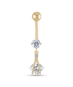 10k Gold Caged Cubic Zirconia Belly Ring