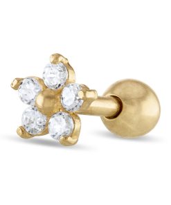 10k Gold Cubic Zirconia Flower Cartilage Ring