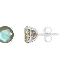 Alyson Layne Sterling Silver Round Labradorite Stud Earrings