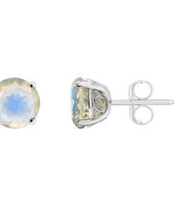 Alyson Layne Sterling Silver Round Moonstone Stud Earrings