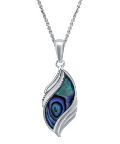 Aleure Precioso Silver Plated Abalone Swirl Pendant Necklace