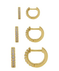 Adornia 14k Gold Plated Huggie Hoop Earring Trio Set